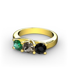 Vela Tria Yüzük - Yeşil kuvars, dumanlı kuvars ve siyah zirkon 925 ayar altın kaplama gümüş yüzük #vdkafr