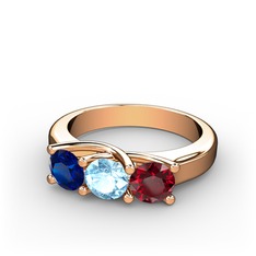 Vela Tria Yüzük - Lab safir, akuamarin ve garnet 14 ayar rose altın yüzük #vlufwq