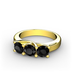 Vela Tria Yüzük - Siyah zirkon 18 ayar altın yüzük #vly56z