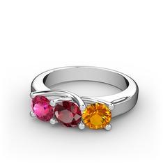 Vela Tria Yüzük - Rodolit garnet, garnet ve sitrin 925 ayar gümüş yüzük #vni0h1
