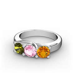 Vela Tria Yüzük - Peridot, pembe kuvars ve sitrin 925 ayar gümüş yüzük #yl8qon