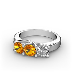 Sitrin ve swarovski 925 ayar gümüş yüzük