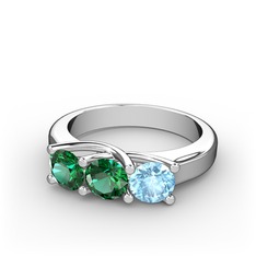 Vela Tria Yüzük - Yeşil kuvars ve akuamarin 8 ayar beyaz altın yüzük #zyqqpv