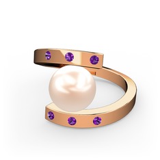 Pembe inci ve ametist 18 ayar rose altın yüzük
