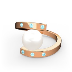 Alya İnci Yüzük - Inci ve akuamarin 8 ayar rose altın yüzük #fybcrw