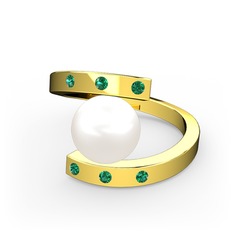 Alya İnci Yüzük - Inci ve yeşil kuvars 18 ayar altın yüzük #ifs2i6
