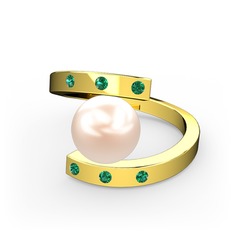 Alya İnci Yüzük - Pembe inci ve yeşil kuvars 18 ayar altın yüzük #zyfu2z