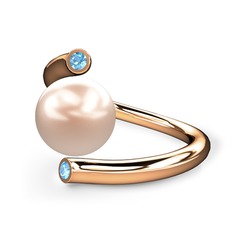 Pembe inci ve akuamarin 18 ayar rose altın yüzük