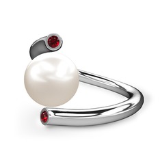 Inci ve garnet 925 ayar gümüş yüzük