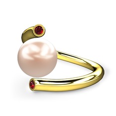 Pembe inci ve garnet 925 ayar altın kaplama gümüş yüzük
