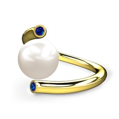 Leyna İnci Yüzük - Inci ve lab safir 18 ayar altın yüzük #ypo4n9