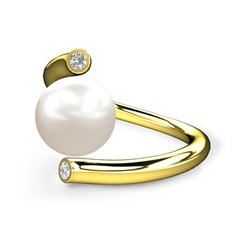 Leyna İnci Yüzük - Inci ve swarovski 14 ayar altın yüzük #zprvee