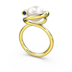 Sina İnci Yüzük - Inci ve lab safir 925 ayar altın kaplama gümüş yüzük #10dev63