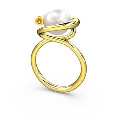 Sina İnci Yüzük - Inci ve sitrin 14 ayar altın yüzük #10uhvk8