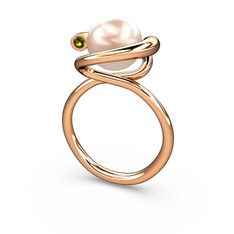 Pembe inci ve peridot 925 ayar rose altın kaplama gümüş yüzük