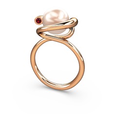 Pembe inci ve garnet 8 ayar rose altın yüzük