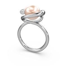 Sina İnci Yüzük - Pembe inci ve swarovski 925 ayar gümüş yüzük #1tscaja