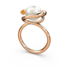 Sina İnci Yüzük - Inci ve sitrin 18 ayar rose altın yüzük #1vvqlxj