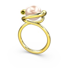 Sina İnci Yüzük - Pembe inci ve peridot 14 ayar altın yüzük #1yyg0io