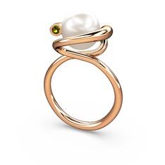 Sina İnci Yüzük - Inci ve peridot 925 ayar rose altın kaplama gümüş yüzük #3k4fvv