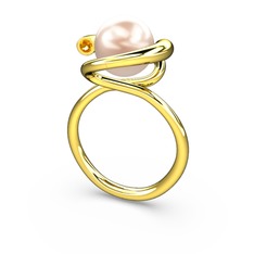 Sina İnci Yüzük - Pembe inci ve sitrin 925 ayar altın kaplama gümüş yüzük #6dr9x