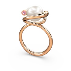 Inci ve pembe kuvars 8 ayar rose altın yüzük