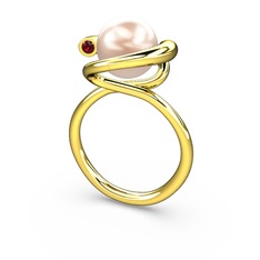 Pembe inci ve garnet 925 ayar altın kaplama gümüş yüzük