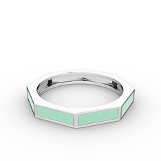 Noa Yüzük - 18 ayar beyaz altın yüzük (Turkuaz mineli) #1x7fc1a