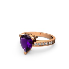 Ametist ve swarovski 14 ayar rose altın yüzük