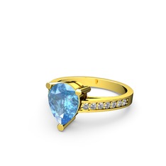 Akuamarin ve pırlanta 8 ayar altın yüzük (0.21 karat)