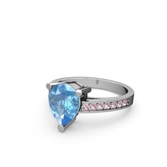 Akuamarin ve pembe kuvars 18 ayar beyaz altın yüzük