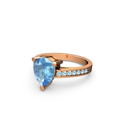 Akuamarin 14 ayar rose altın yüzük