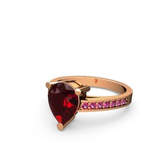 Marvina Damla Tektaş Yüzük - Garnet ve rodolit garnet 925 ayar rose altın kaplama gümüş yüzük #1c03wng