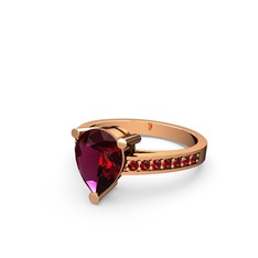 Marvina Damla Tektaş Yüzük - Rodolit garnet ve garnet 925 ayar rose altın kaplama gümüş yüzük #1f8rqeb