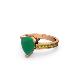 Marvina Damla Tektaş Yüzük - Kök zümrüt ve peridot 18 ayar rose altın yüzük #1foc9qp