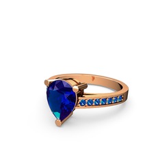 Marvina Damla Tektaş Yüzük - Lab safir 8 ayar rose altın yüzük #1i91pzx