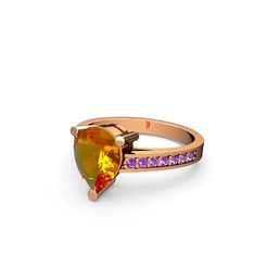 Sitrin ve ametist 8 ayar rose altın yüzük