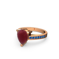 Marvina Damla Tektaş Yüzük - Kök yakut ve lab safir 18 ayar rose altın yüzük #1m0678k