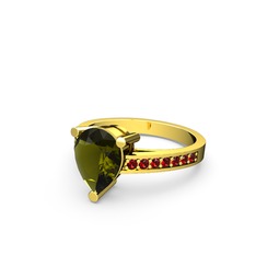 Peridot ve garnet 18 ayar altın yüzük