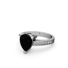 Siyah zirkon ve swarovski 18 ayar beyaz altın yüzük