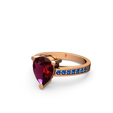 Rodolit garnet ve lab safir 925 ayar rose altın kaplama gümüş yüzük