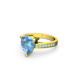 Marvina Damla Tektaş Yüzük - Akuamarin 18 ayar altın yüzük #1pi5rs1