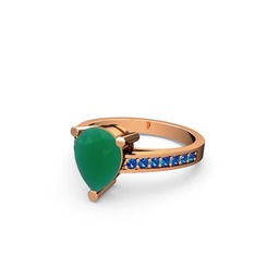 Marvina Damla Tektaş Yüzük - Kök zümrüt ve lab safir 14 ayar rose altın yüzük #1qgi9fk