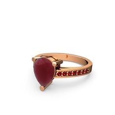 Marvina Damla Tektaş Yüzük - Kök yakut ve garnet 14 ayar rose altın yüzük #1sddpac