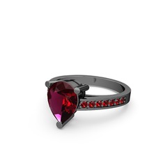 Rodolit garnet ve garnet 925 ayar siyah rodyum kaplama gümüş yüzük