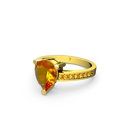 Marvina Damla Tektaş Yüzük - Sitrin 14 ayar altın yüzük #1t2zggc