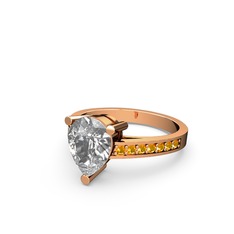 Marvina Damla Tektaş Yüzük - Swarovski ve sitrin 8 ayar rose altın yüzük #1tyaro5