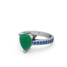 Marvina Damla Tektaş Yüzük - Kök zümrüt ve lab safir 18 ayar beyaz altın yüzük #1uadl3