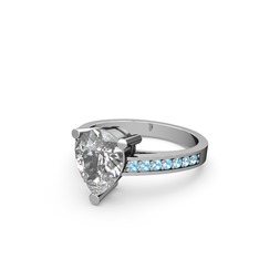 Marvina Damla Tektaş Yüzük - Swarovski ve akuamarin 18 ayar beyaz altın yüzük #1vfow4u