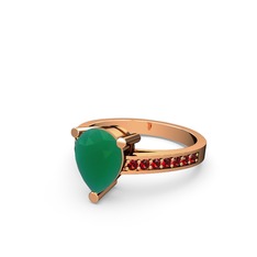 Marvina Damla Tektaş Yüzük - Kök zümrüt ve garnet 925 ayar rose altın kaplama gümüş yüzük #1yoy1va